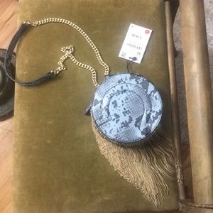 Blue Snakeskin Zara bag with Gold Chain Detail